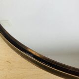 Miroir rond cerclage ambré années 70 vintage