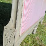 2 headboards striped fabric and wood painted putty color