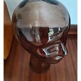 Tête de mannequin en verre fumé vintage