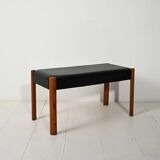Scandinavian Teak Stool with Leather