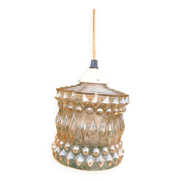 Suspension Lampe rétro verre rose vieillit