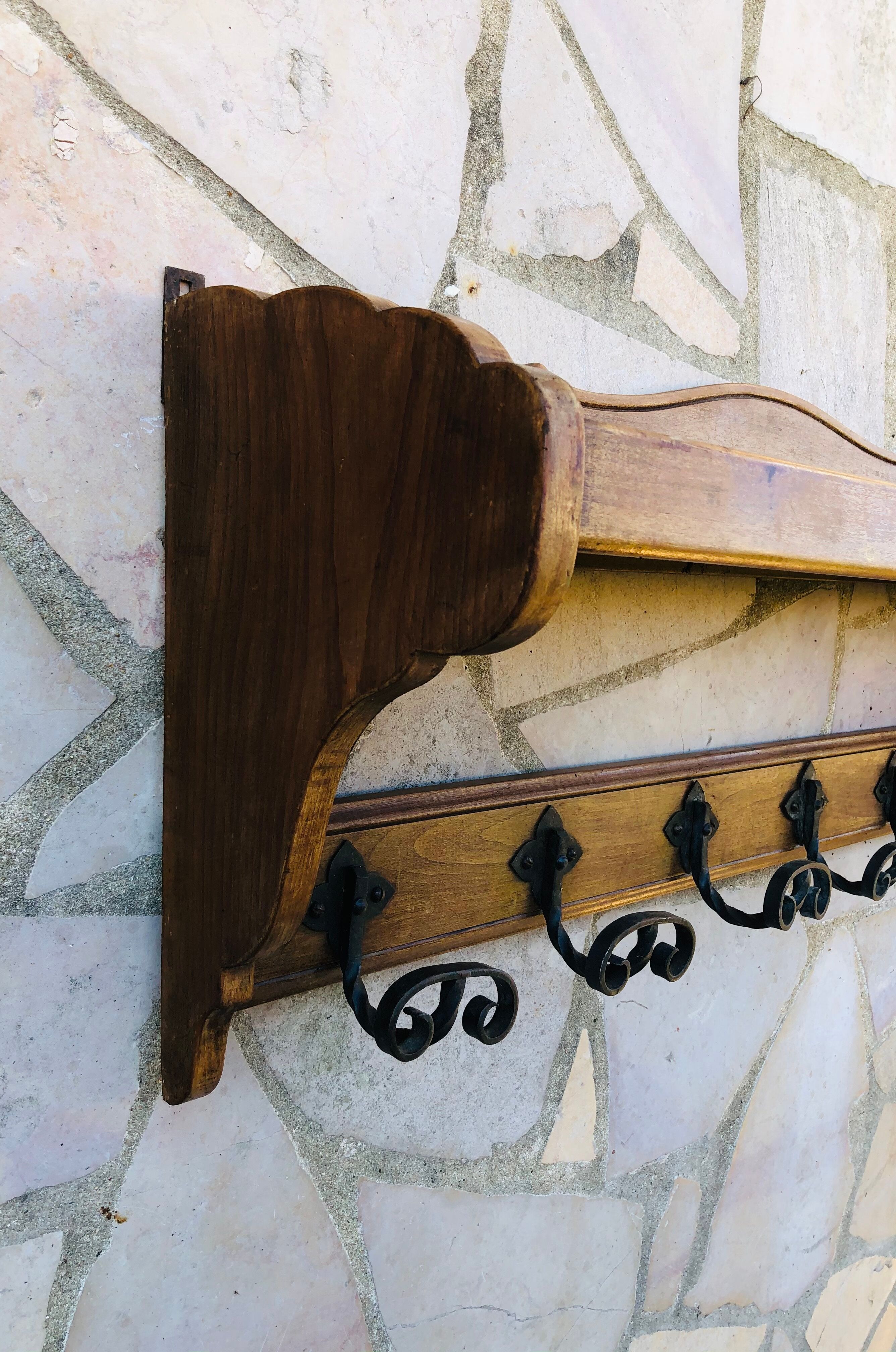 Old wooden wall coats door with six floors