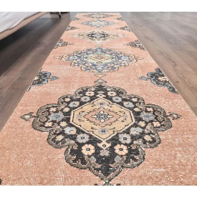 1970s Turkish Anatolian hand-knotted runner 75x333