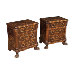 Paire de tables de chevet incrustées des années 70