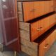 Vintage chest of drawers 3 drawers - varnished teak - Scandinavian style - retro patterns - 60s