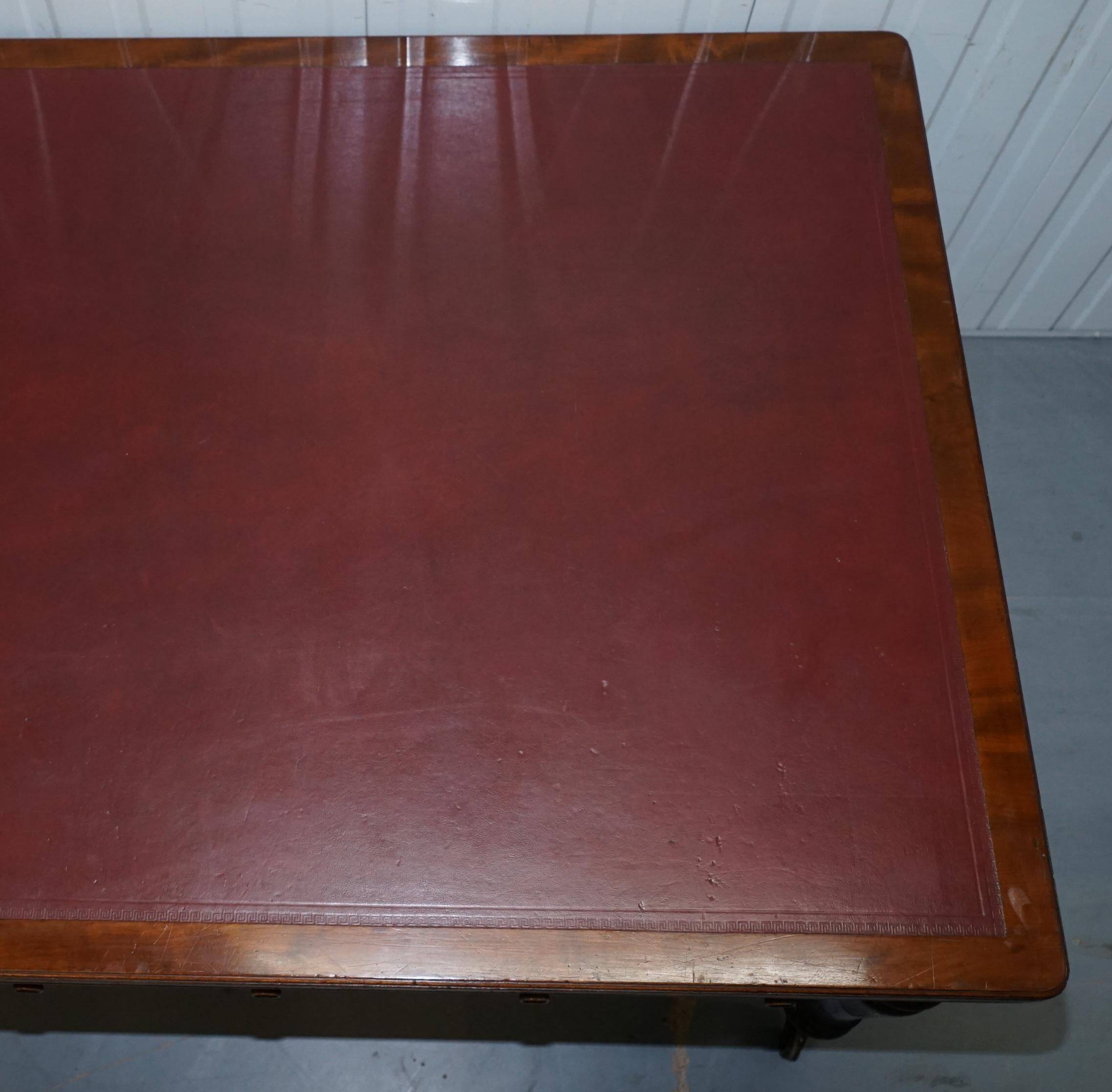 Rare double-sided desk in hardwood by Holland and Sons, Victorian era.