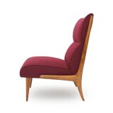 Set of wooden and boucle chairs, 1940s