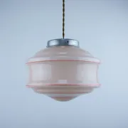 Vintage Art Deco Hanging Lamp, 1960s Pink Ceiling Light