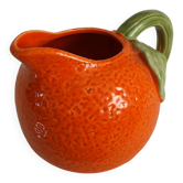 Pichet en céramique barbotine orange vintage