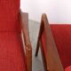 Danish vintage design wooden armchairs with coral fabric, 1950s