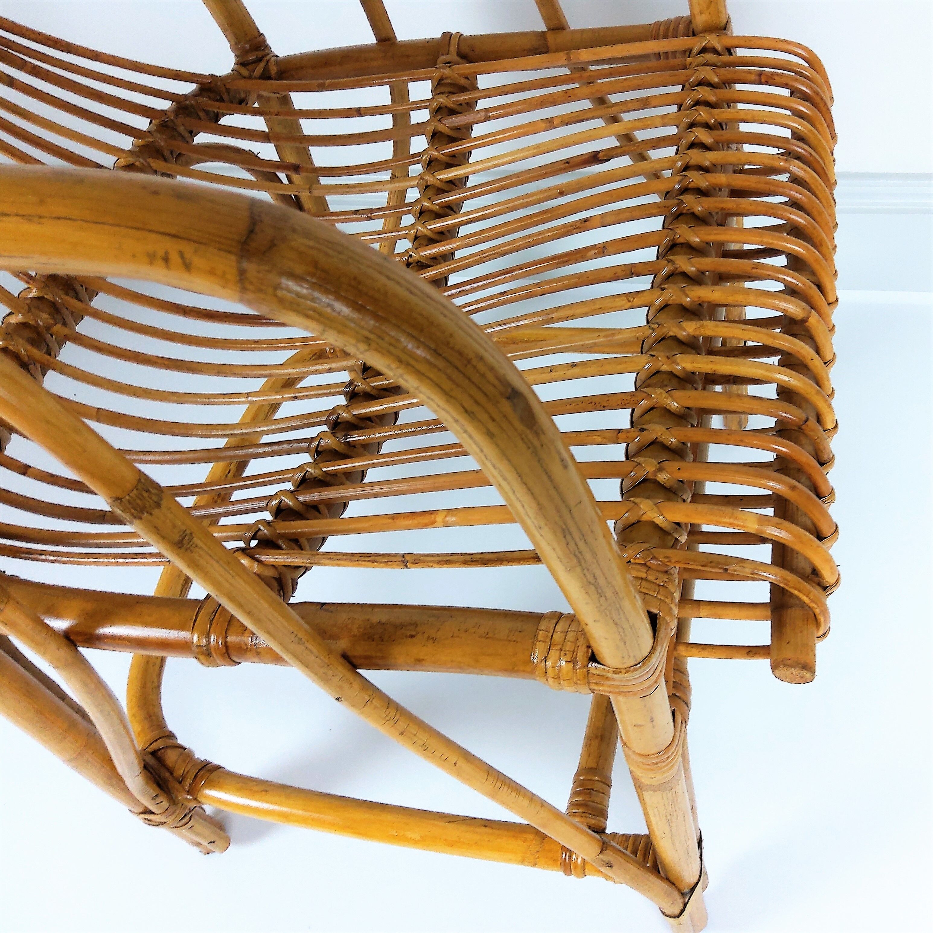 2 vintage rattan bamboo armchairs 1960