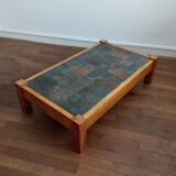 Vintage coffee table in elm and slate
