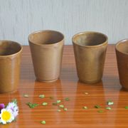 Set of 4 Digoin stoneware glasses