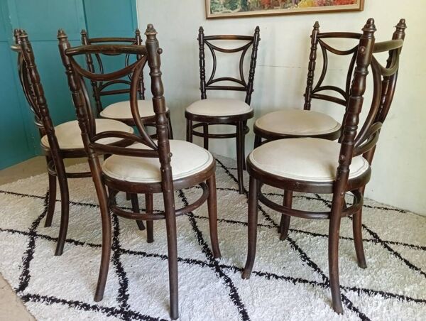 Série de 6 chaises bistrot Fischel début 1900
