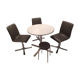 Table in white Formica, 3 chairs and 1 stool in gray leatherette