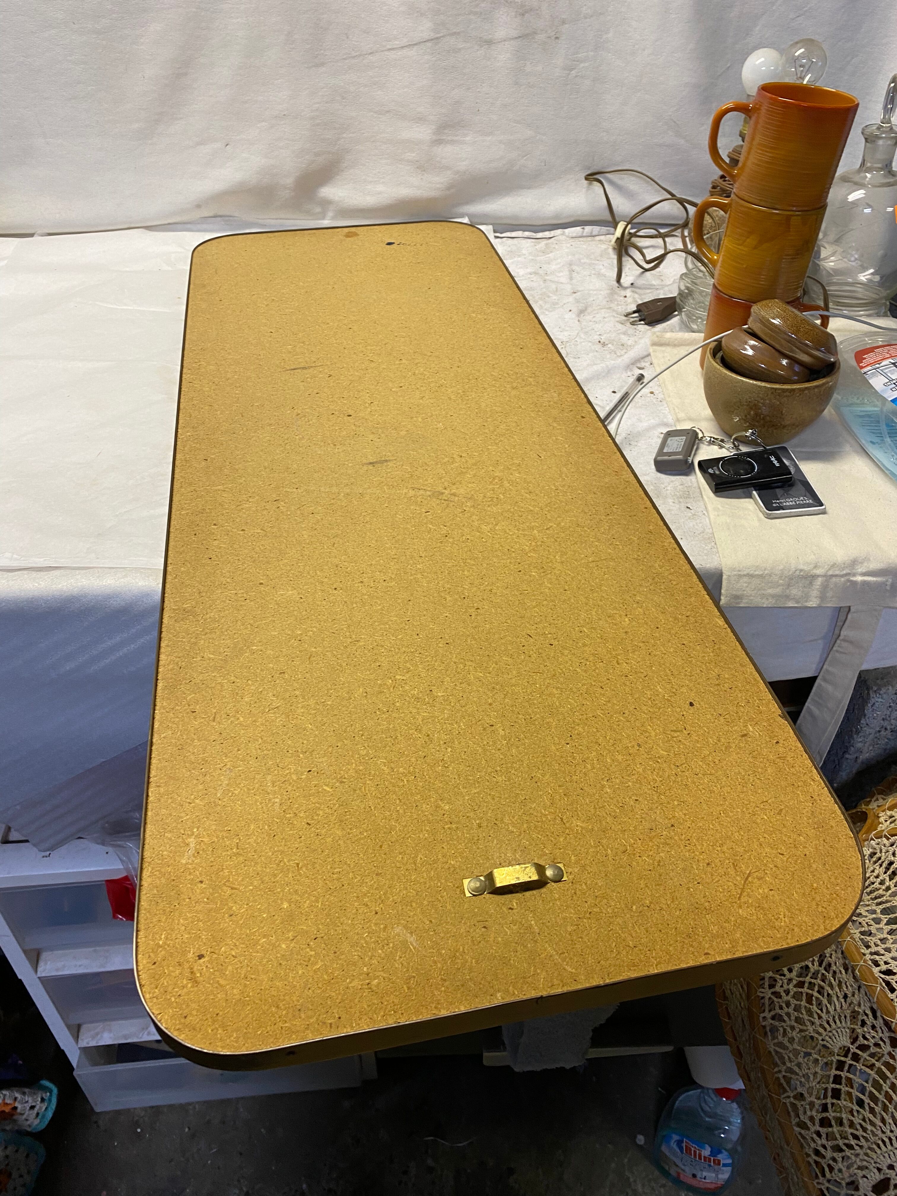 Large vintage mirror brass gold rearview mirror  36x100cm