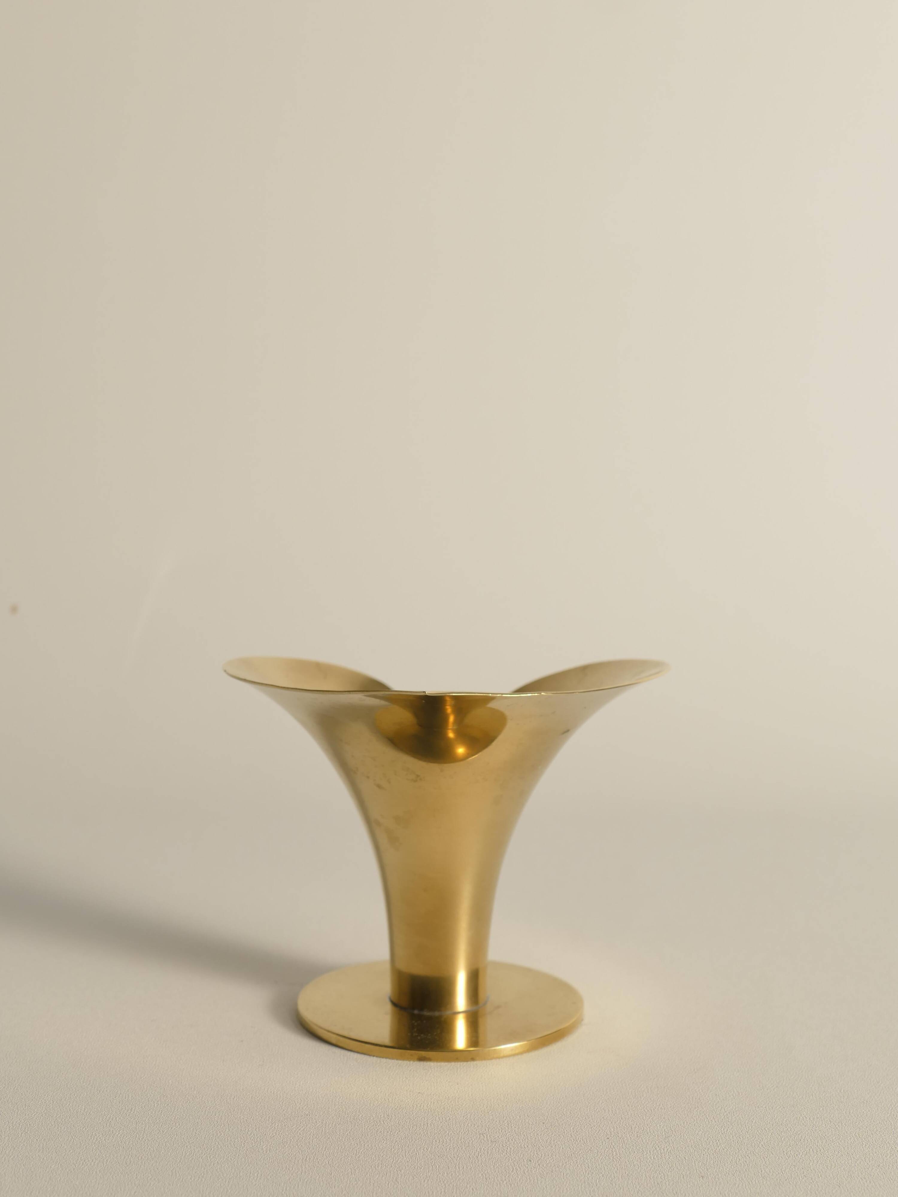 Art Deco Brass Calla Lily Candle Holder by Carl-Einar Borgström for Ystad-Metall