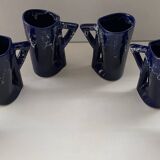 Ceramic orangeade service in ultramarine blue, workshop 59 - Vallauris -
