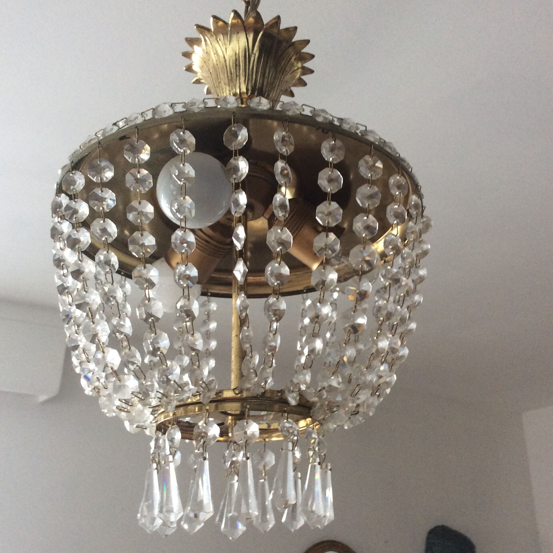 Hot air balloon chandelier with stamps