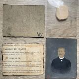 Portrait, photographie, ambrotype, peint à la main, XIXème, signé EV, daté 1881, verre bombé