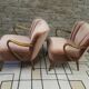 Pair of pink velvet cocktail armchairs 1960