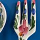floral ceramic cutlery - vintage kitchen wall decor - set of