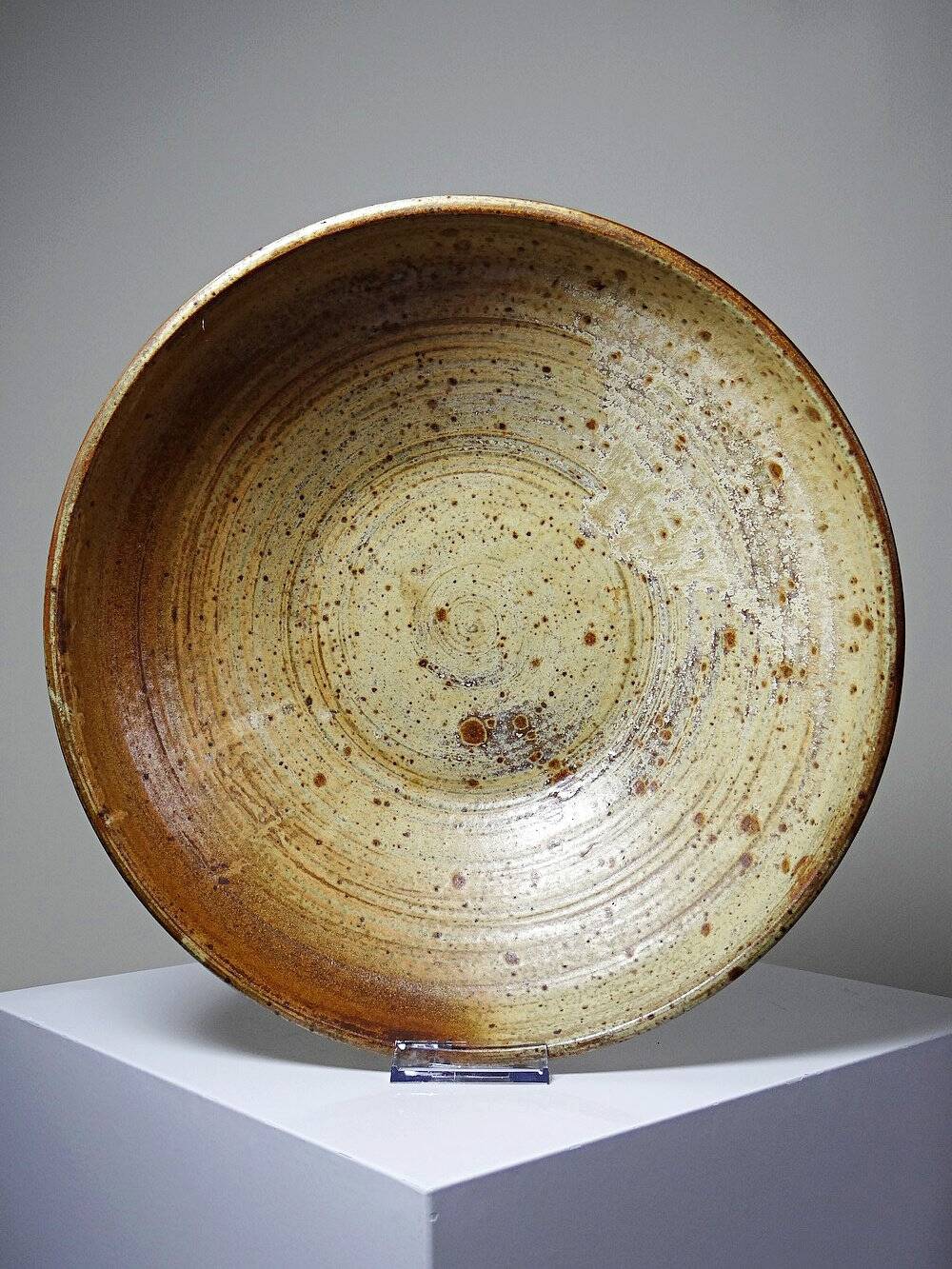 Large vintage Puisaye stoneware fruit bowl attributed to Jean-Pierre Prudhomme