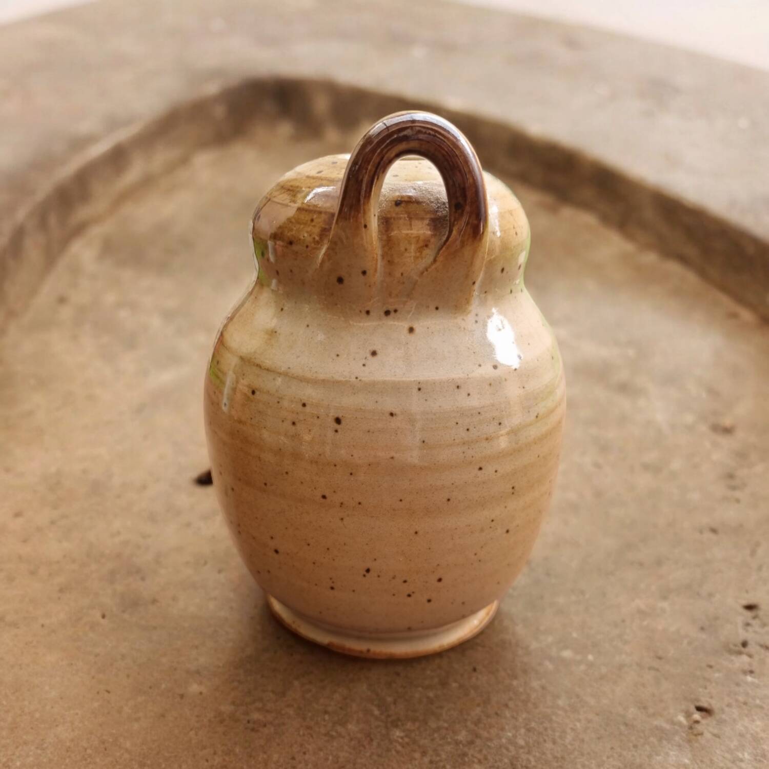 Owl stoneware tea light holder