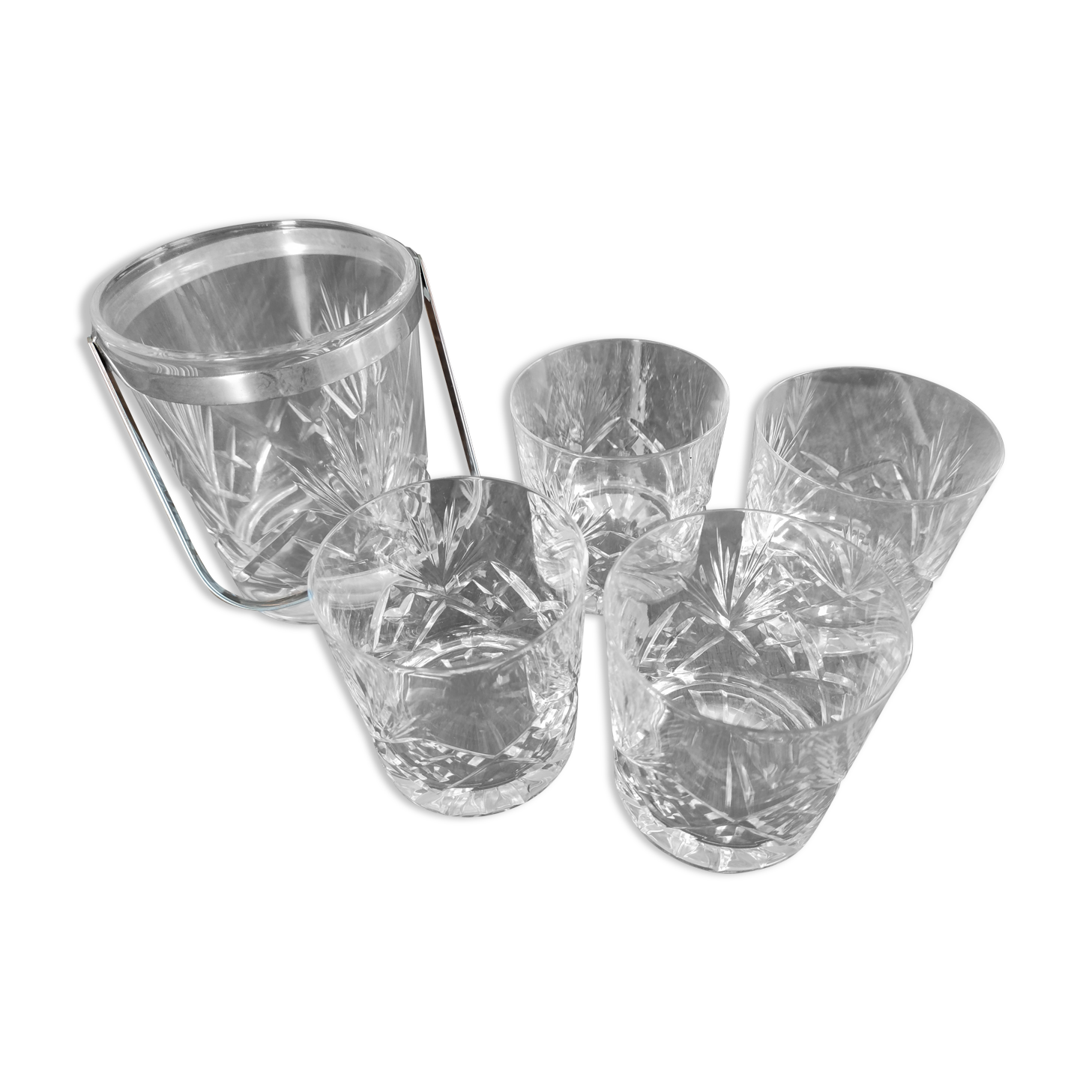 Whisky service 5 pieces in chiseled crystal