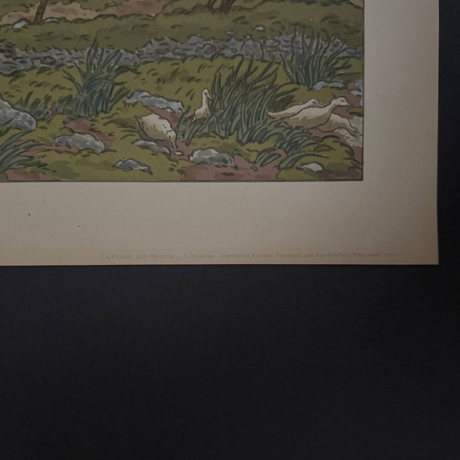 Lithograph by Henri Rivière The Enchantment of the Hours - The Downpour