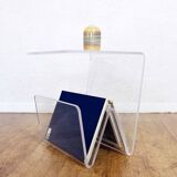 Plexiglas sofa end magazine holder