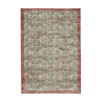 Turkish Hand-Knotted Decorative 1970s Beige Carpet 208 cm x 301 cm