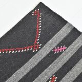 8x11 Gray & Black Striped Pattern Turkish Kilim Rug, 235x337Cm