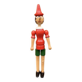 Antique articulated Pinocchio in polychrome wood – H41 cm