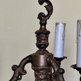 bronze 3-light chandelier, rococo style desk lamp