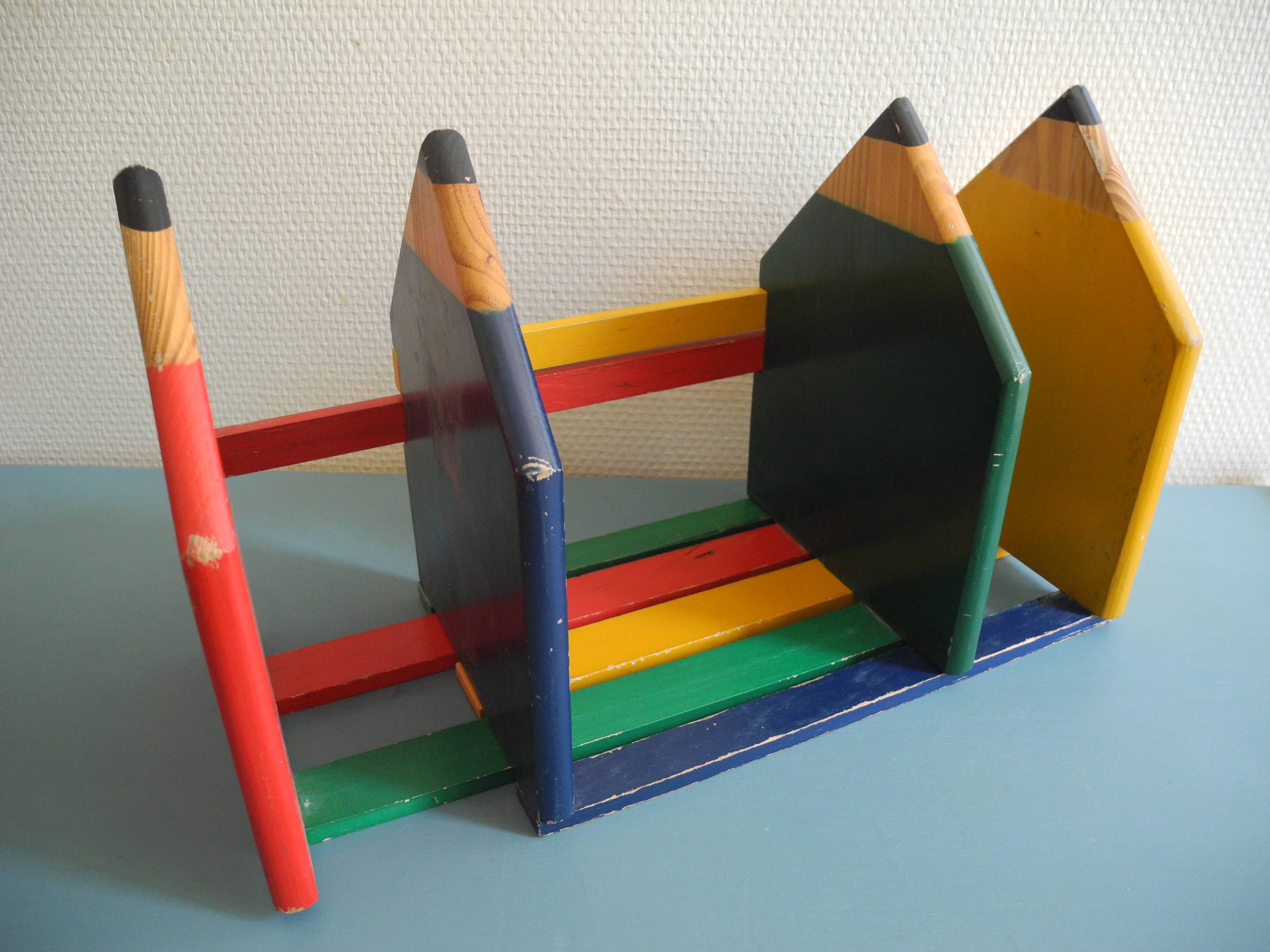 Pierre Sala vintage deco pencil bookends 80s bookends shelf