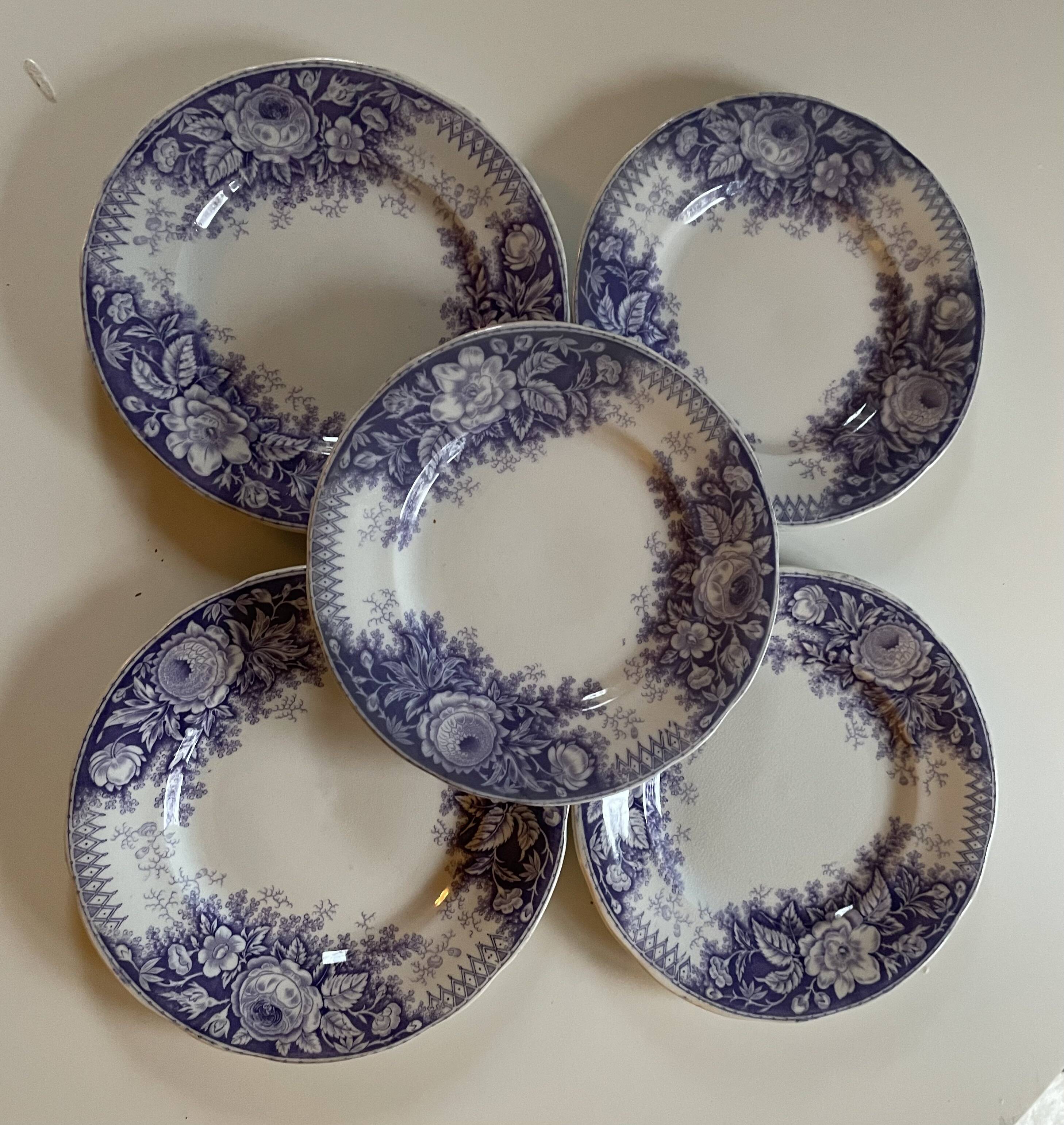 Assiettes dessert Sarreguemines modèle Jardinière XIXEME