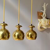 Set of three Vintage Golden Bell Scandi-Lamp Pendant Lamps 1960's Denmark