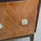 Scandinavian art deco bedside table in wood and marble