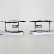 Pair of chrome metal and glass wall sconces, VECA Fontana Arte style.