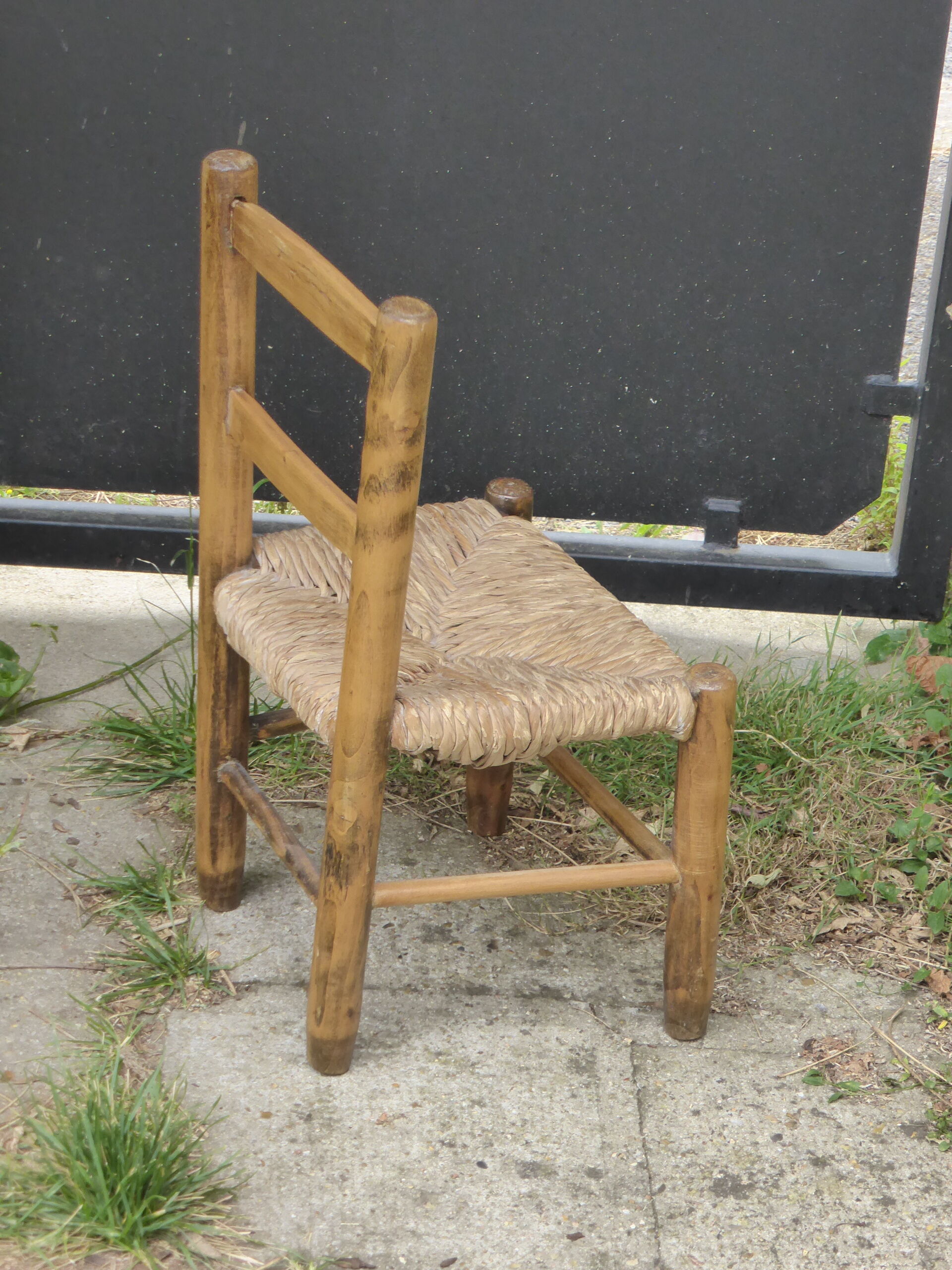 Charming little wooden and straw chair for vintage 1960 children