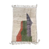 Moroccan Berber carpet Beni Ouarain ecru with colorful patterns 206x132cm