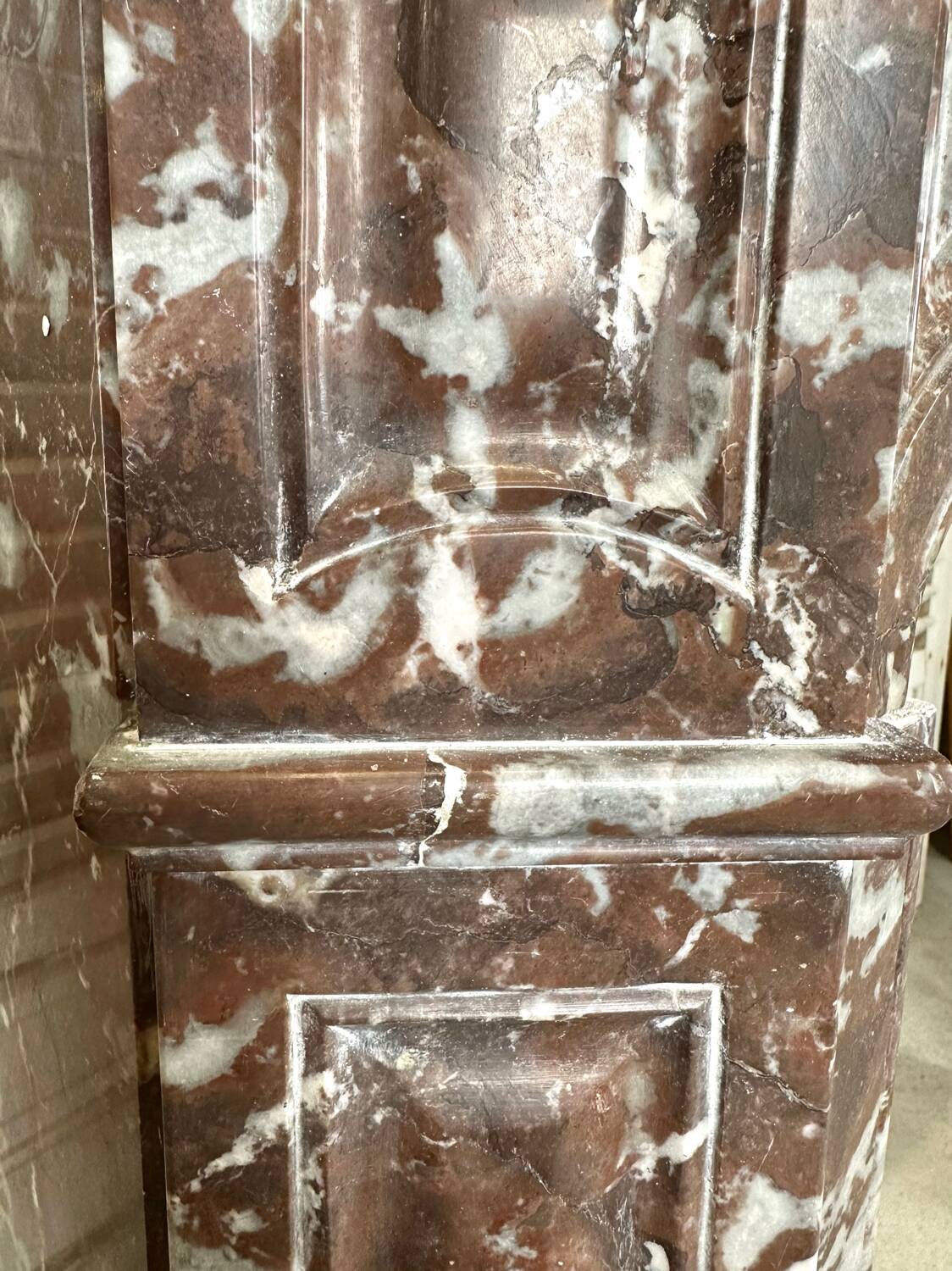 Red marble fireplace late 19th century