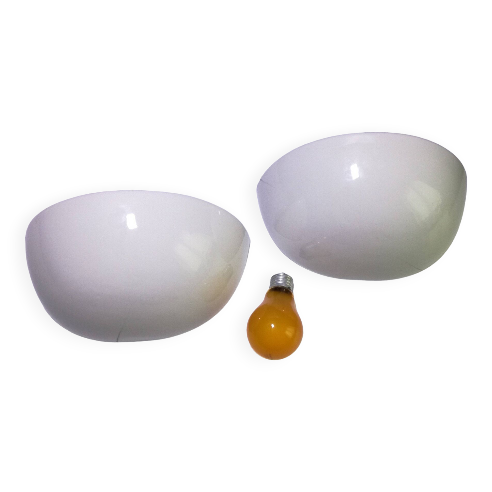 Half basin ceramic wall lights 1970