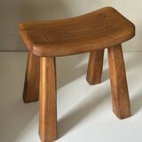 Vintage solid elm stool from the 70s