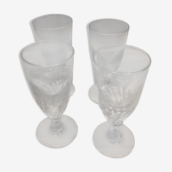 Series of 4 old bistro absinthe glasses