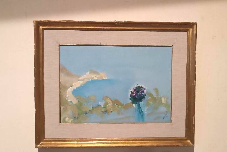 Abstract painting by Renato Borsato (Venice 1927-2013) "Title Violets" 1963