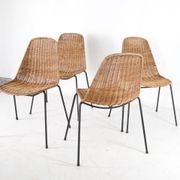 Set of 4 wicker and iron chairs