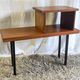 Modernist side table in solid wood and black lacquered metal 50s/60s