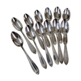 12 silver-plated metal teaspoons, Art Deco style